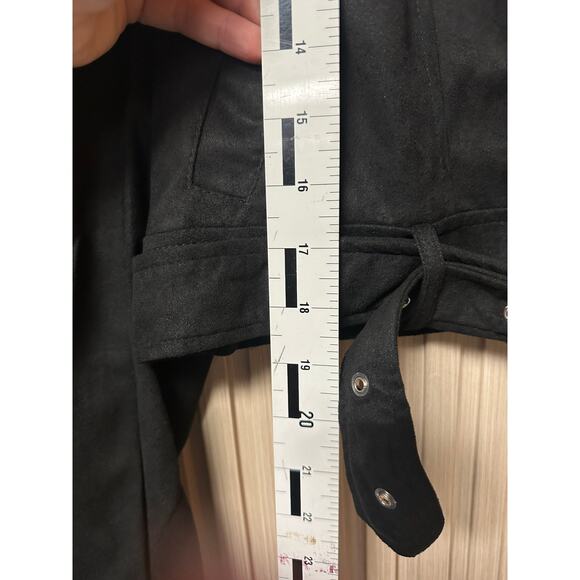 Missguided Crop Suedette Biker Jacket Black Size 6 - Picture 10 of 10